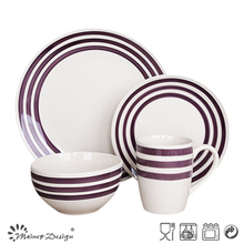 16PCS Ceramic Dinner Set with Purple Hand Painted Circle